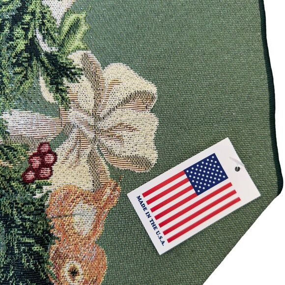 NWT Vintage Tapestry Christmas Holiday Table Runner 72"x13" Green Floral Spruce - Picture 2 of 6
